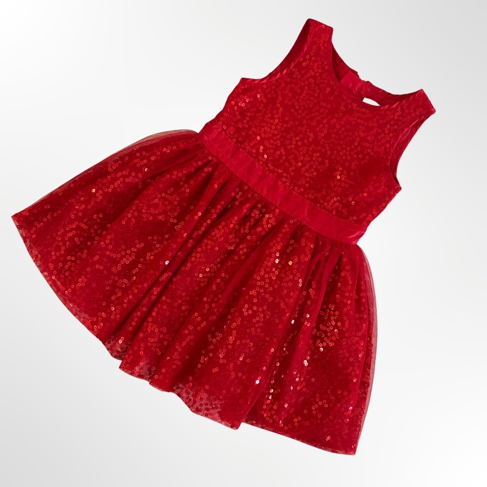 CAT & JACK | SEQUIN PARTY DRESS | RED | SLEEVELESS | TODDLER GIRL | SIZE 3T